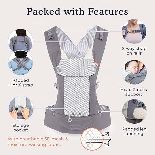 Beco Baby Carrier Gemini Newborn to Toddler - Front, Back and Hip Seat Carrier, Baby Carrier Backpack & Baby Front Carrier with Adjustable Seat, Ergonomic Baby Holder Carrier 7-35lbs (Cool Dark Grey)