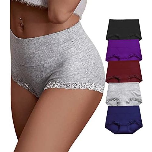 Women's Cotton Underwear,Ladies Soft Stretch Tummy Control Comfy No Muffin Panties Boyshorts