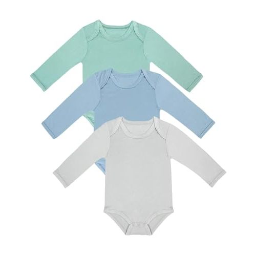 Ekkimy Rayon of Bamboo Baby Bodysuit, Long Sleeve Bodysuits for Boys Girls Infant Soft Clothes 0-24 Months