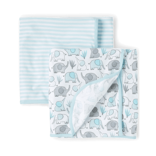 Baby Boys Elephant Swaddle Blanket 2-Pack - Gray