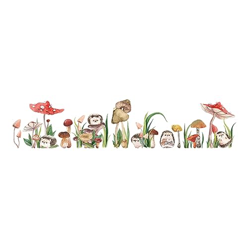 SUPERDANT Mushroom Hedgehogs Wall Decal Nursery Wall Sticker Removable DIY Art PVC Wall Decal for Kid’s Bedroom Kindergaten Playroom Living Room Kitchen 2 Sheets