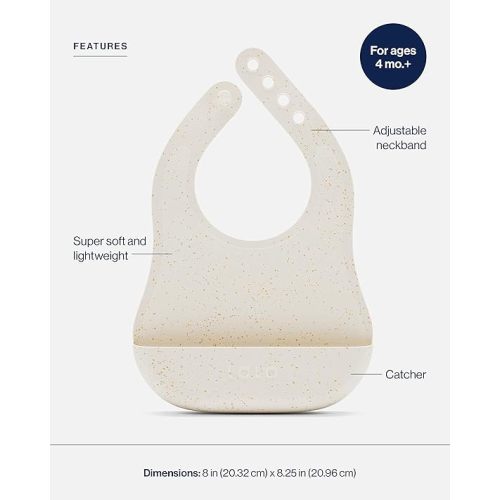 Lalo The Bib - Waterproof, Non-Toxic Silicone Baby Bib with Adjustable Neck Band & Silicone Food Pouch Catcher, Set of 2