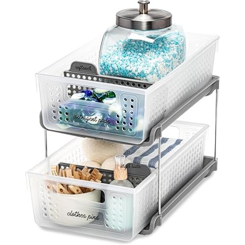 madesmart Antimicrobial 2 Tier Organizer, Pack of 1, Frost