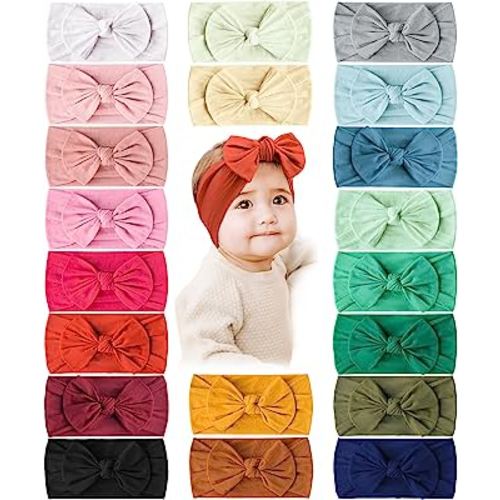Prohouse 20PCS Baby Nylon Headbands Hairbands Hair Bow Elastics for Baby Girls Newborn Infant Toddlers Kids(Red)