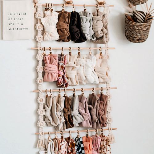 Daisy Headband Holder • Hair Bow Organizer Wall Hanging • Baby Girl Gift