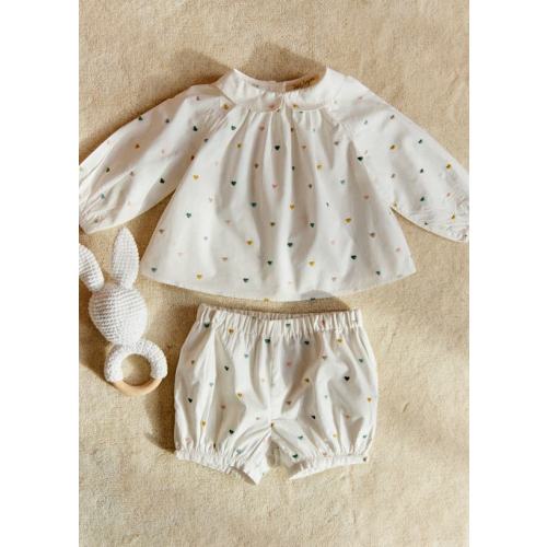 Lilou Bébé Blouse - White / Multicoloured Embroidery