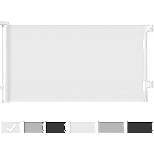 Cumbor Baby Gate Retractable Gates for Stairs, Mesh Dog Gate for The House, Wide Pet Gate 33" Tall, Extends to 55" Wide, Long Child Safety Gates for Doorways, Hallways, Cat Gate Indoor/Outdoor(White)