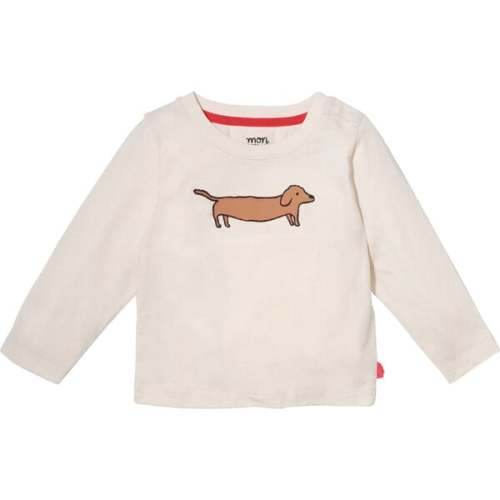 Baby Billy Dachshund Print Crew Neck Long Sleeve T-Shirt, Natural - Mon Coeur Tops | Maisonette