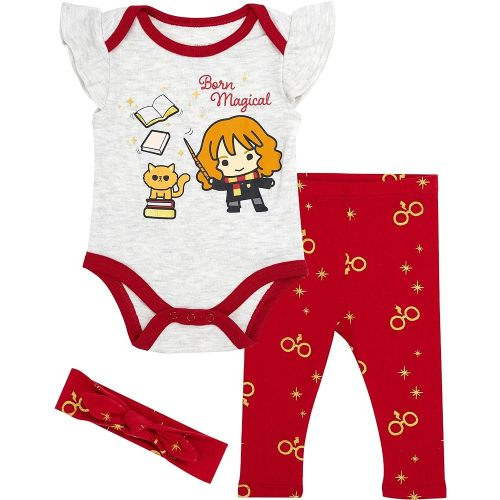 Harry Potter Baby Girls Bodysuit One Piece Three Pack Gifts for Baby Girls (Burgundy, 6-9 Months)