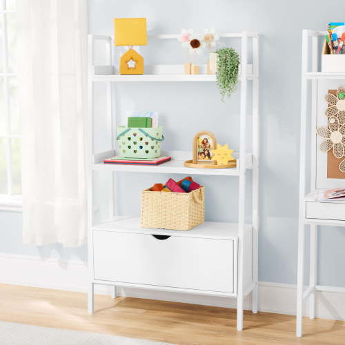 BYO Kids Ladder Bookcase with Drawer, White