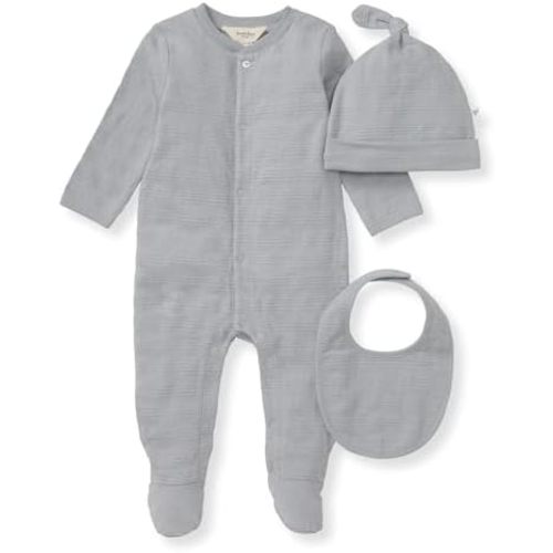 Burt's Bees Baby Unisex Baby Jumpsuit Set, 100% Organic Cotton 3-Piece Gift Outfit Coverall with Matching Hat and Bib