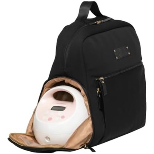 Sarah Wells Fiona Breast Pump Backpack – Machine Washable Neoprene Pump Bag with Insulated Milk Storage, Laptop Pocket & Adjustable Straps – Stylish Breastfeeding Backpack for Work & Travel (Black)