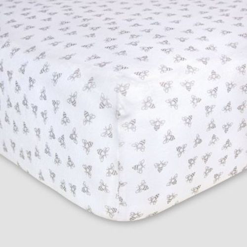 Burt's Bees Baby® Organic Fitted Crib Sheet - Honeybee - Gray