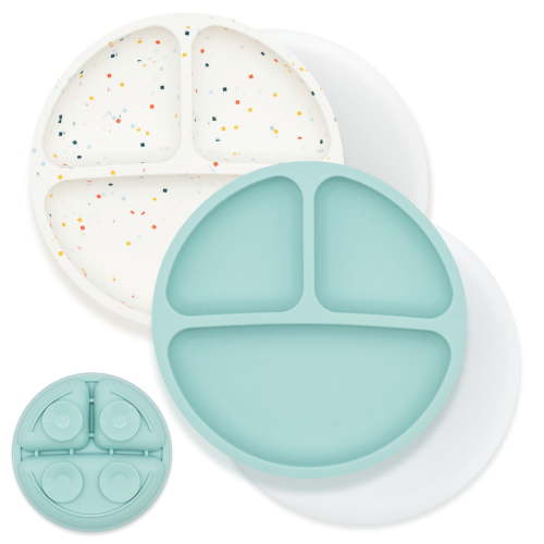 WeeSprout Suction Plates for Babies & Toddlers, 100% Silicone, 2 Pack