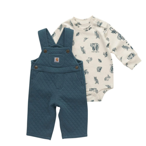 Carhartt CG8996 - Long-Sleeve Bodysuit and Quilted Overall Set - Boys | Dungarees