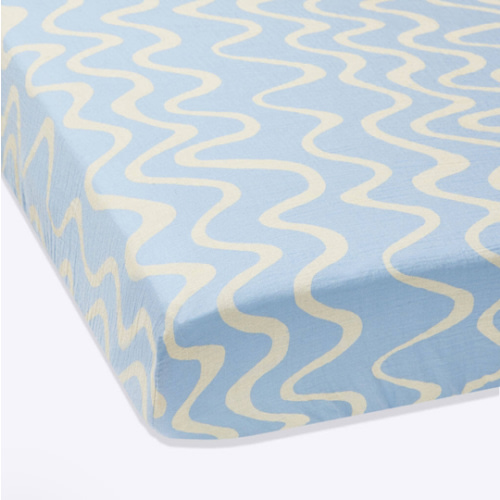 Organic Muslin Crib Sheet - Waves