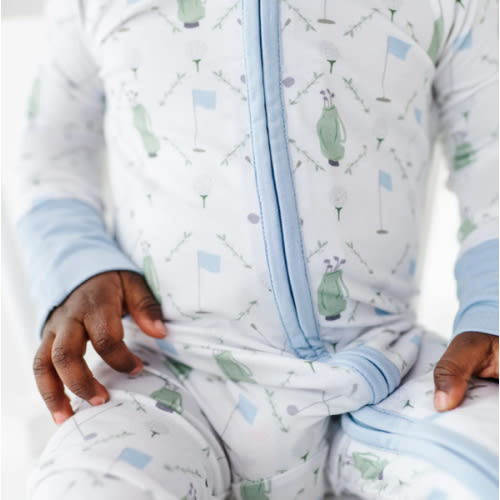 Dressed to the Tee Convertible Footies- Blue | Kiki + Lulu