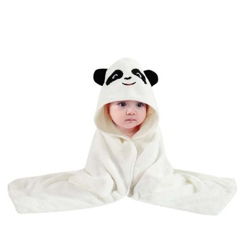 Zhuashum Baby Hooded Bath Towel For Boys Girls Recieve Blanket Cartoon Bathrobe Coral Towel Shower Warm Gift White