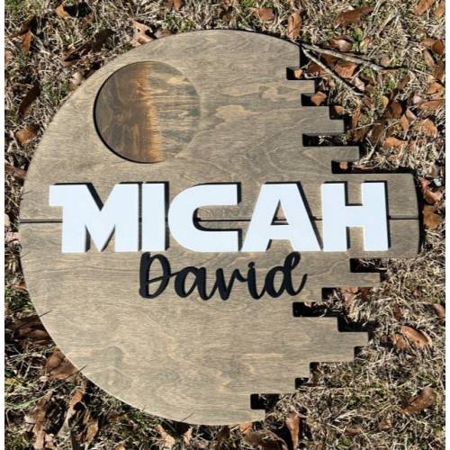 Round Nursery Sign, star wars nursery signs, name sign for kids room, home decor, Star Wars decor, star wars deathstar name sign, Star Wars