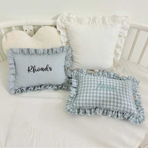Baby Name Pillow With Ruffles, Personalized Nursery Cushion | Newborn Keepsake & Baby Shower Gift