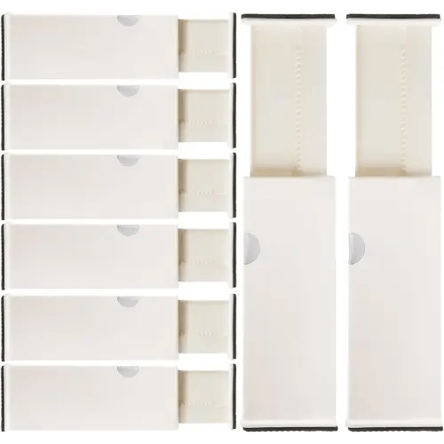 8 Drawer Organizer and Dividers, Organize Silverware and Utensils in Home Kitchen, Divider for Clothes in Bedroom Dresser, Designed to Not Snag Underwear and Bra Fabrics, Bathroom Storage Organizers