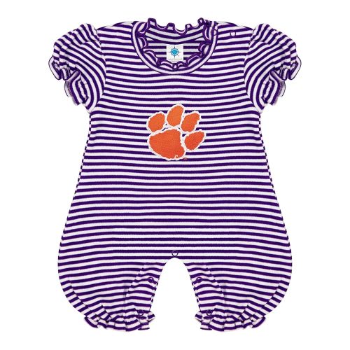 Creative Knitwear College Baby Striped Puff Sleeve Romper - Team Logo, Many Colors, for Girls (Newborn-12 Months)