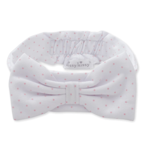 White/Pink New Kissy Dots Headband