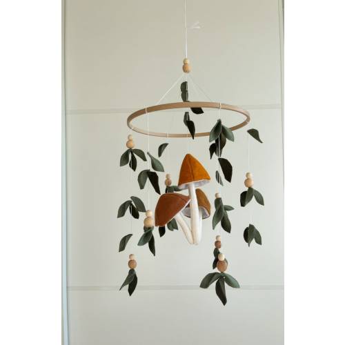 Mushrooms Forest Style Baby Crib Mobile, Floral Nursery Baby Mobile, Lighter and Darker Leaves, Leaf Crib Mobile, Baby Shower Gift, Mushroom - Etsy