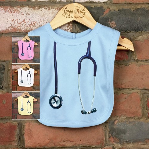 Stethoscope Baby Bibs, New Baby Shower Gift for a Doctor or Nurse, Funny Medical Themed Clothes for Infant