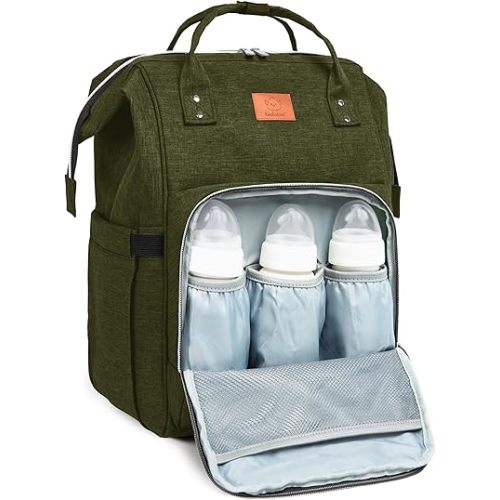 KeaBabies Baby Diaper Bag Backpack - Baby Bag for Boys, Girls, Waterproof Multi Function Baby Backpack, Large Diaper Bags for Baby Girl, Baby Boy, Travel Diaper Bag with Changing Pad(Dark Olive)