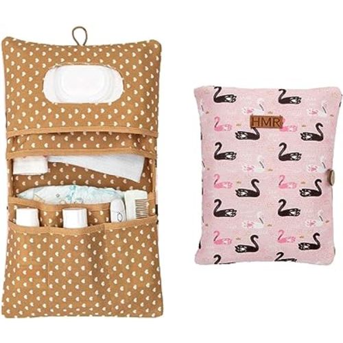 HAMUR Baby Diaper Bag Organizer – Travel-Friendly, Compact & Foldable | Stroller Pouch for Newborn Essentials – Must-Have for Boys & Girls (Swan)