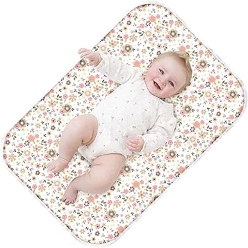 Baby Diaper Changing Pad – 31.5" x 21.5" Extra Large Waterproof Absorbent Portable Changing Mat, Reusable Changing Pad Liner for Travel or at Home Use(Floral2)