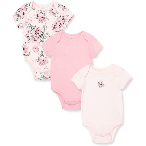 Little Me Baby Girls' 3-Pack 100% Cotton Scratch Free Tag Bodysuits