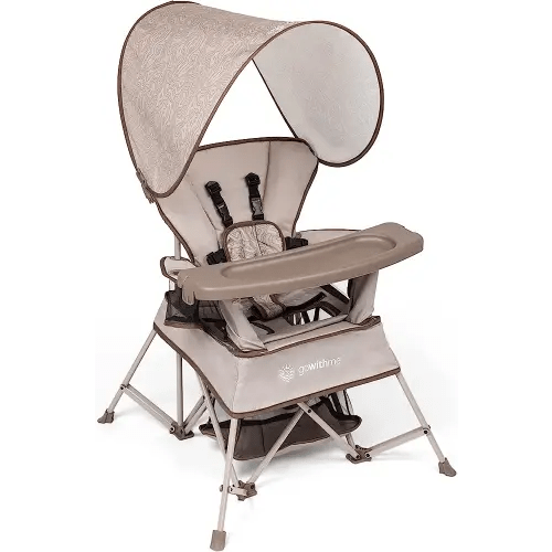 Baby Delight Go with Me Venture Portable Chair | Indoor and Outdoor | Sun Canopy | 3 Child Growth Stages | Sandstone