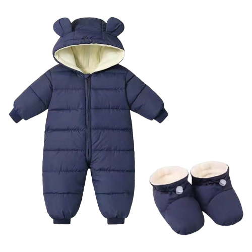 Povozer Unisex Baby Snowsuit Hooded Puffer Winter Infant Warm Zipper Romper(Navy,0-5M) - Walmart.ca