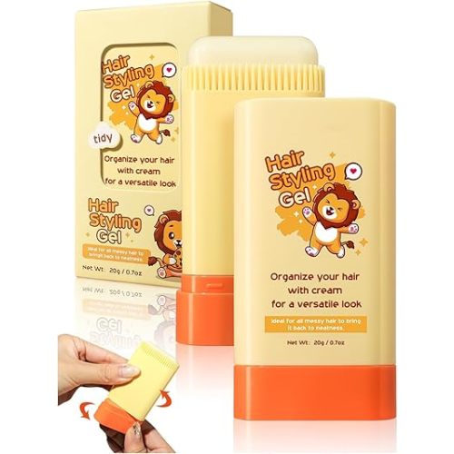Hair Styling Gel for Kids, Children's Hair Wax Stick - Built-in Comb 2-in-1 Hair Finishing Stick, Natural Ingredients Refreshing and Non-Greasy, Easy to Styling, 0.71oz