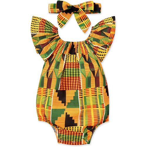 YOUNGER TREE African Baby Clothes Girl Dashiki Ankara Outfit Set