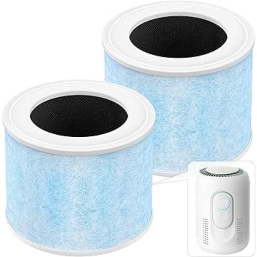 4-in-1 Air Filter Compatible with Momcozy Nursery Air Purifier, H13 True HEPA Filter with Activated Carbon, 2 Pack
