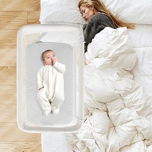 INFANS Over Bed Bassinet for Baby, Bedside Sleeper Bed to Bed with Lowering Wall for Easy Access, Safe Close Sleeping, Adjustable Height, Storage, Newborn Infant Girls Boys (White)