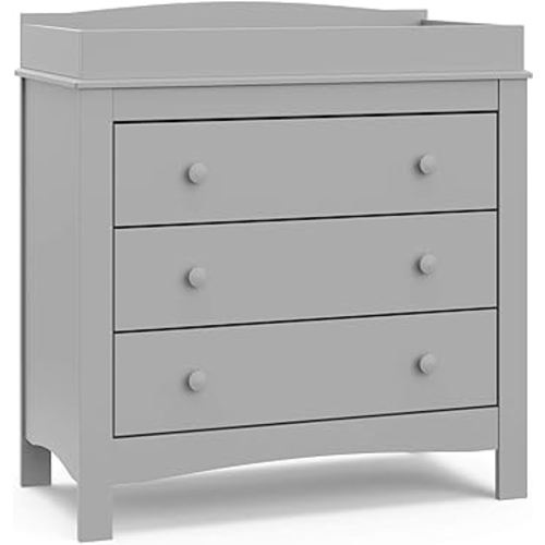 Graco Noah 3 Drawer Chest with Changing Topper (Pebble Gray) – GREENGUARD Gold Certified, Baby Dresser Table Top, for Nursery, Kids