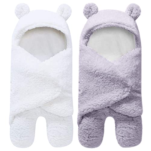 Spotted Play 2 Pack Sherpa Baby Swaddle Blanket - Grey and White