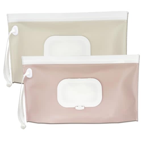 cephira Baby wipes dispenser，portable baby wipes holder for outdoor, Refillable baby wipes container, on the go wet wipe pouch for travel, resuable wipes dispenser for hiking (Nude Pink)