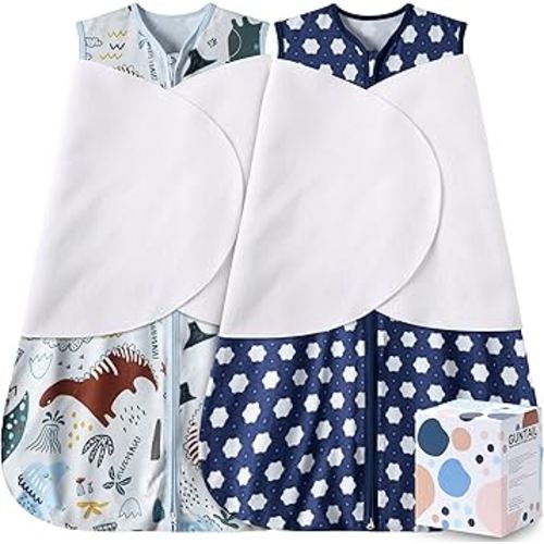 Newborn Sleep Sack Baby Swaddle,3-Way Adjustable Wearable Blanket,100% Rayon Cotton Swaddling sleeping bag. (Dinosaur&Hexagon, 3-6 Months)
