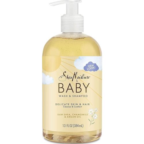 SheaMoisture Baby Wash & Shampoo for All Skin Types Raw Shea, Chamomile & Argan Oil Baby Wash and Shampoo with Frankincense & Myrrh to Help Cleanse 13 oz, Gold, Packaging may vary