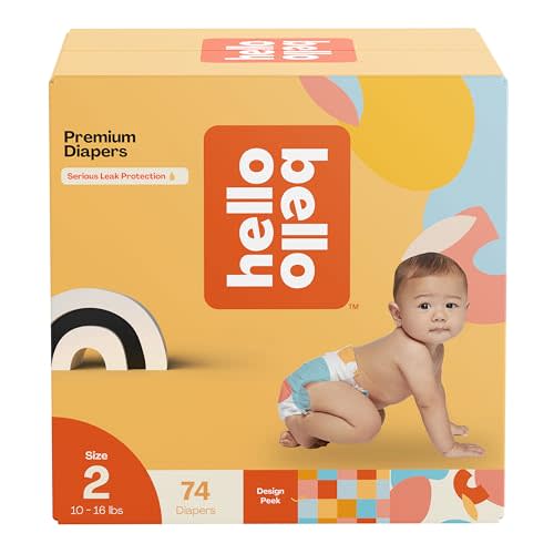 Hello Bello Premium Diapers Size 2, Honeysuckle Designs, 74ct Club Box - Hypoallergenic and Extra Absorbent