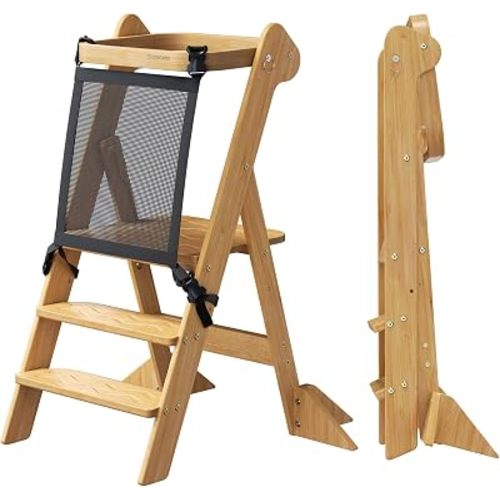COSYLAND Toddler Tower Standing Foldable Kids Step Stool Kitchen Helper
