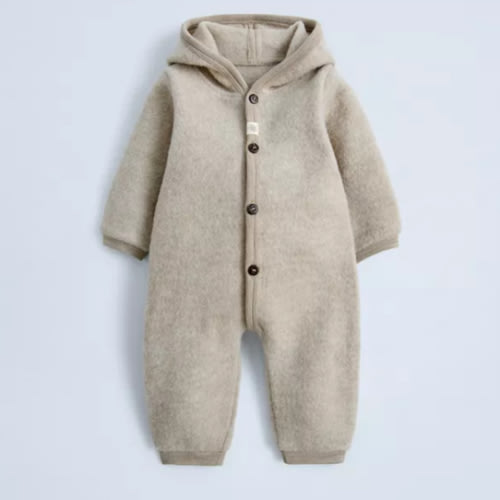 WOOL HOODED BODYSUIT - Sand | ZARA United States