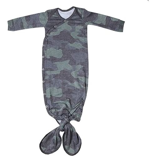 Copper Pearl Baby Gown - Knotted Newborn Sleepers for Baby Boy and Girl, Soft Stretchy Long Sleeve Infant Gowns with Bottom Tie and Hand Mittens, Perfect Hospital Coming Home Outfit (Hunter)