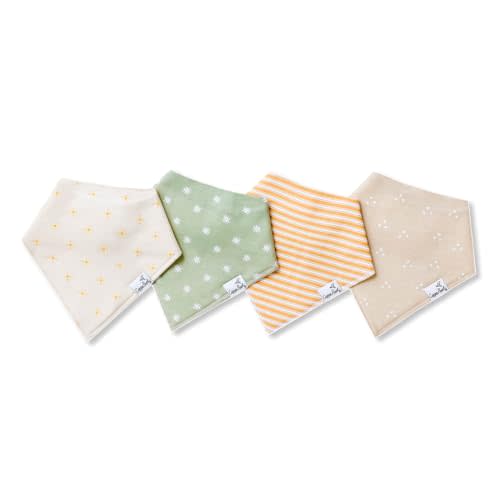 Copper Pearl 4 Pack Soft Cotton Baby Bibs for Drooling and Teething, Absorbent Drool Bibs for Baby Girl and Boy, Adjustable to Fit Newborns to Toddlers, Tons of Styles (Santa Fe)