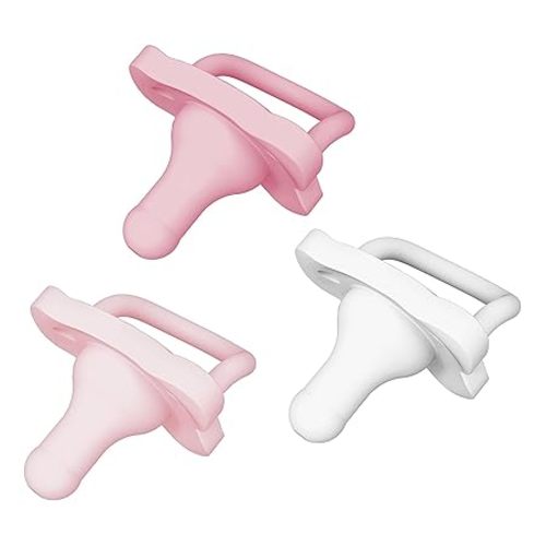 Dr. Brown's HappyPaci 100% Silicone Baby Pacifier, Contoured One-Piece Design, Light Pink/Pink/White, 0-6m, BPA-Free, 3-Pack